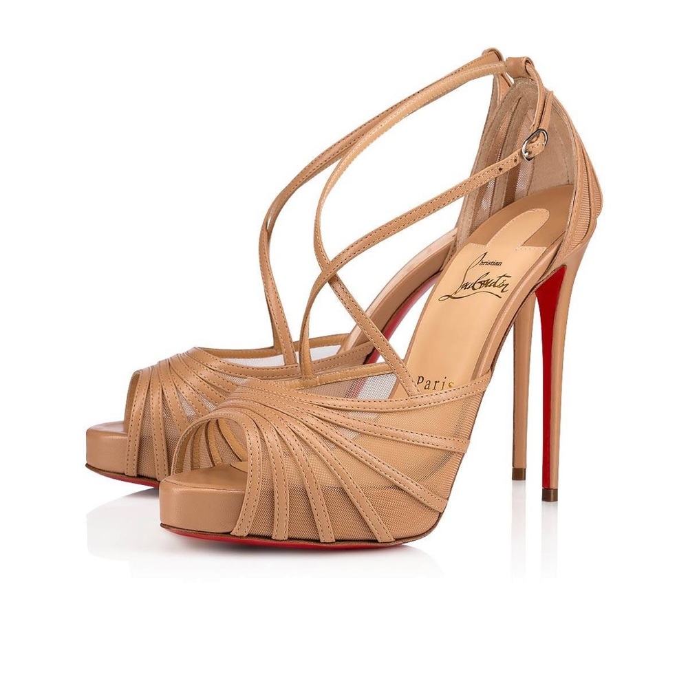 CHRISIAN LOUBOUTIN FILAMENTA 120 KID/RETE NUDE